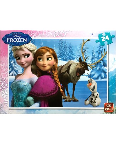 Puzzle King de 24 piese - Regatul de gheata, Anna, Elsa, Sven si Olaf - 1