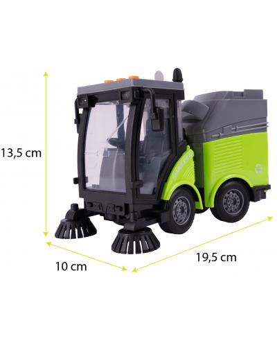 Jucărie interactivă Malplay - Mașină de curățat străzi cu perii, 1:16, verde - 2