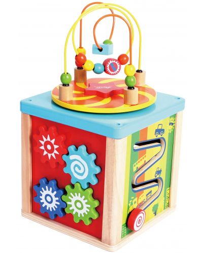 Jucărie interactivă Acool Toy - Cub educațional muzical din lemn - 1