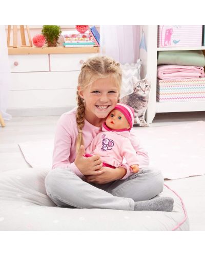 Bayer First Words Păpușă interactivă pentru bebeluși - Rochie roz cu șoricel, 38 cm - 3