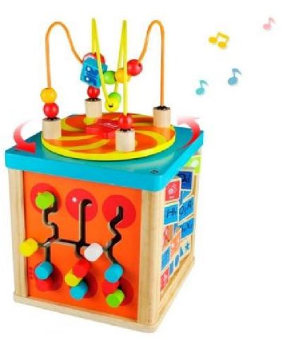 Jucărie interactivă Acool Toy - Cub educațional muzical din lemn - 2
