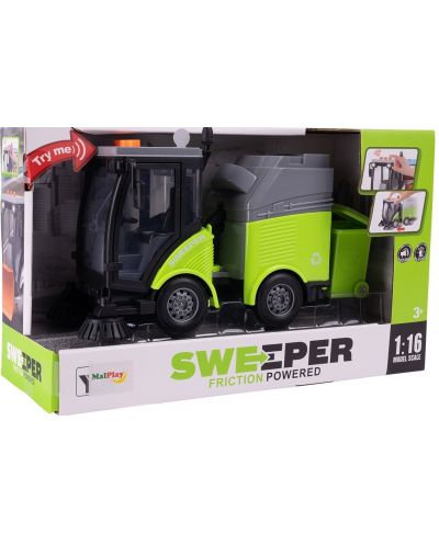 Jucărie interactivă Malplay - Mașină de curățat străzi cu perii, 1:16, verde - 1
