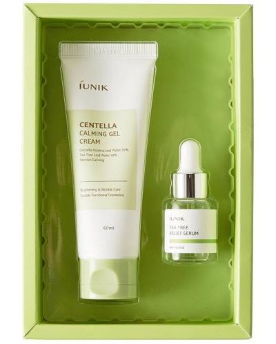 iUNIK Centella & Tea Tree Relief Set - Gel-crema si Ser, 60 + 15 ml - 2