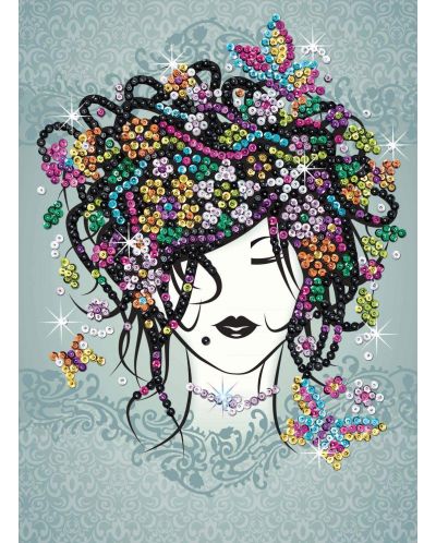 Set creativ KSG Crafts Sequin Art Gorjuss - Arta cu paiete, Fata cu flori - 2