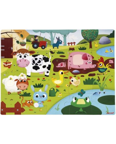 Puzzle tactil Janod de 20 piese - Animalele din ferma - 2