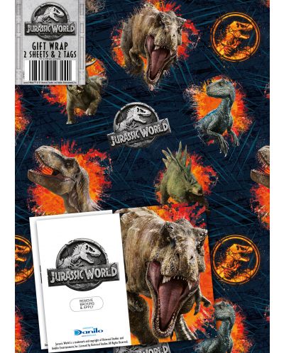 Hartie si etichete pentru cadou Danilo - Jurassic World - 1