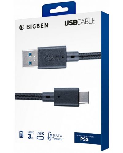 Cablu Nacon - Charge & Data USB-C Braided Cable 3 m (PS5) - 3