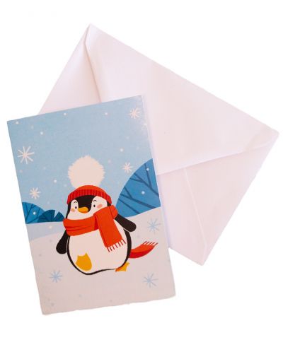 Felicitare - pinguin de Crăciun - 2