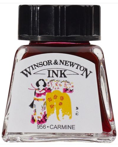 Cerneală de caligrafie Winsor & Newton - Carmine, 14 ml - 1