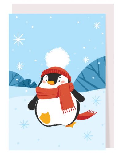 Felicitare - pinguin de Crăciun - 1