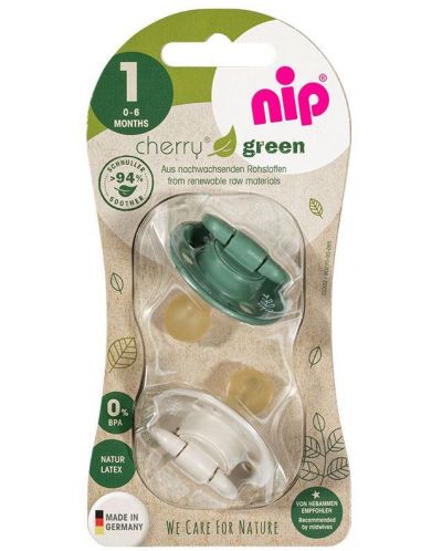 Suzete din cauciuc NIP Green - Cherry, verde și bej, 0-6 m, 2 bucăți - 6