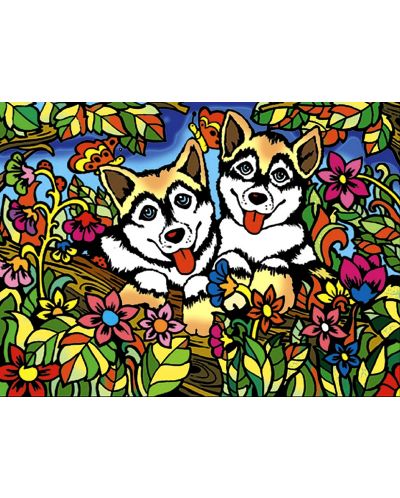 Tablou de colorat ColorVelvet - Husky, 29,7 x 21 cm - 1
