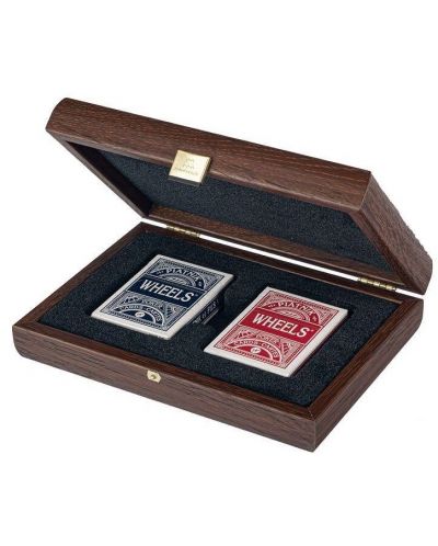 Carti pentru joc  Manopoulos, într-o cutie de lemn cu imprimeu din piele - 1