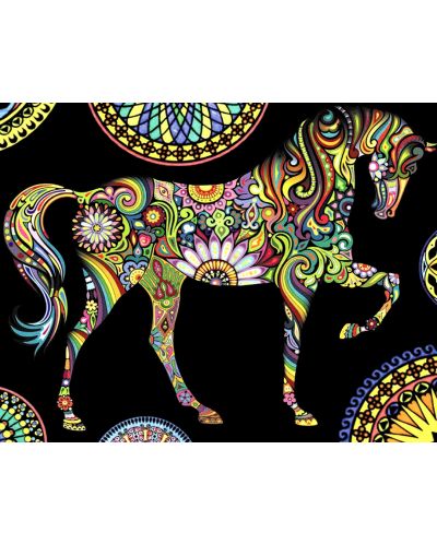 Tablou de colorat ColorVelvet - Mandala, cal, 47 x 35 cm - 1