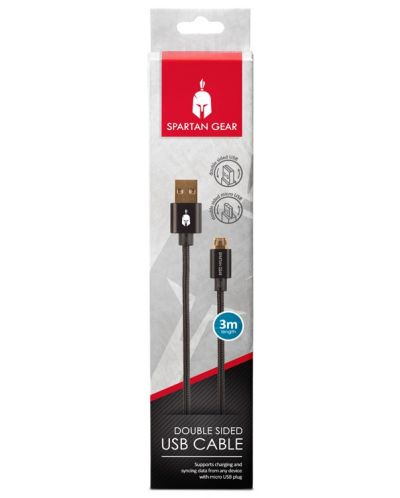 Cablu Spartan Gear - USB-microUSB, 3 m, negru - 2