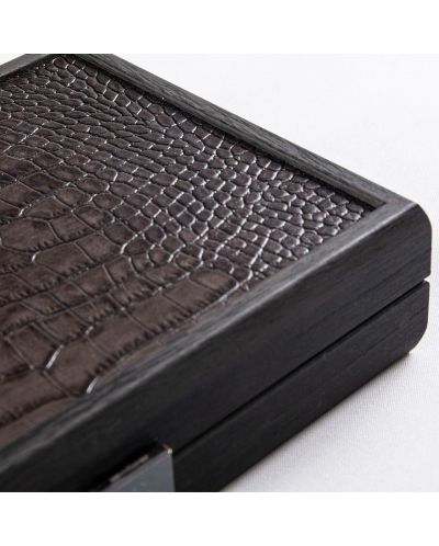 Carti de joc Manopoulos, cutie din lemn cu imprimeu piele de crocodil - 4