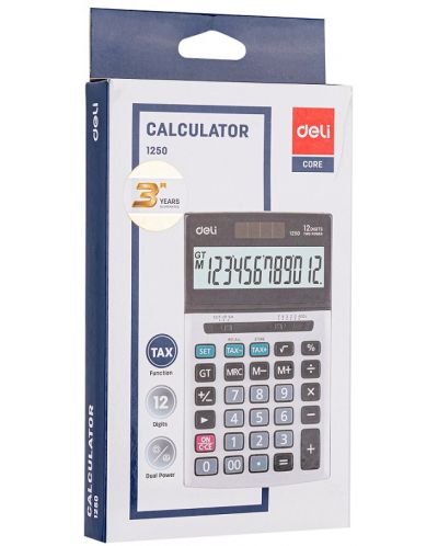 Calculator Deli Core - E1250, 12 dgt, panou metalic - 4