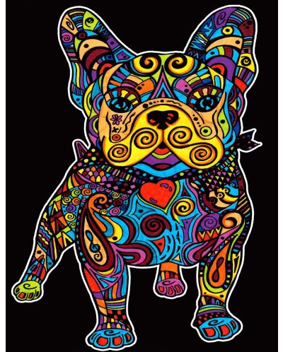 Tablou de colorat ColorVelvet - Bulldog francez, 29,7 x 21 cm - 1