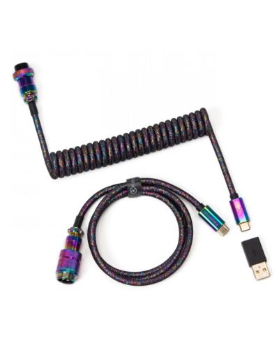Cablu pentru tastatură Keychron - Premium Rainbow Plated Black, USB-C/USB-C, negru - 1