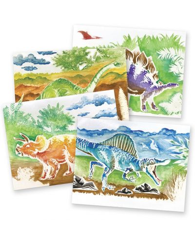 Imagini de colorat DinosAur - Dinozauri, cu acuarele - 3