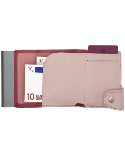 Husa pentru carduri C-Secure - Portofel cu buzunar pentru monede, roz și violet - 3
