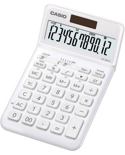 Calculator de birou Casio - JW-200SC, Afisaj cu 12 cifre, metalic alb - 1