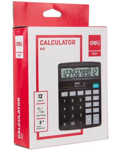 Calculator Deli Easy - E837, 12 dgt, negru - 5