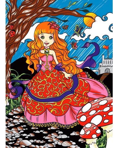 Tablou de colorat ColorVelvet - Prințesă, 29,7 x 21 cm - 1