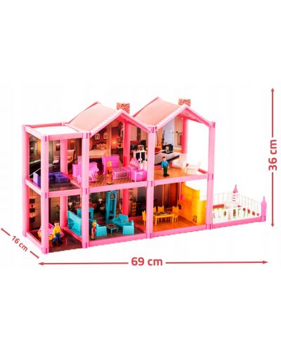Casă de păpuși MalPlay - Lovely House cu 6 camere, mobilier și figurine, 136 de piese - 9