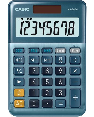 Calculator Casio MS-88EM de masa, 8 dgt, albastru metalic - 1