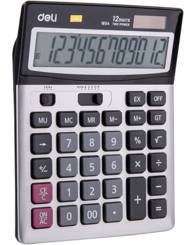 Calculator Deli Core - E1654, 12 dgt, panou metalic - 2