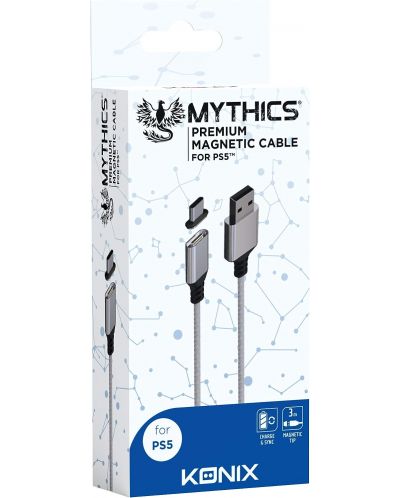 Konix - Mythics Premium Magnetic Cable 3 m, alb (PS5) - 1