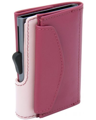 Husa pentru carduri C-Secure - Portofel cu buzunar pentru monede, roz și violet - 2