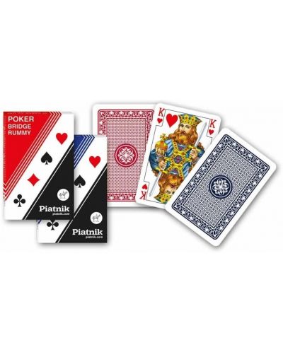 Carti de joc Piatnik - poker, bridge, canasta 1199, culoare rosie - 1