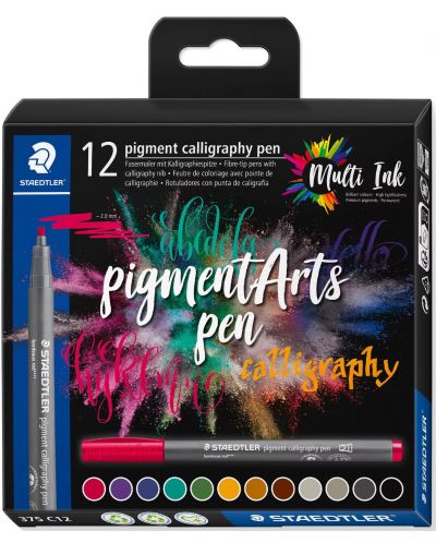 Markere caligrafice Staedtler Pigment 375 - 12 culori - 1