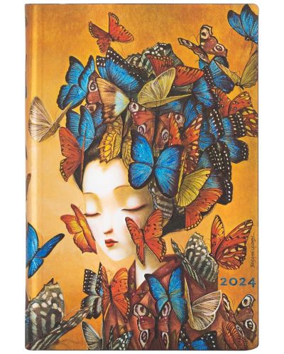 Calendar-agenda Paperblanks Madame Butterfly - Orizontal, 88 pagini, 2024 - 1