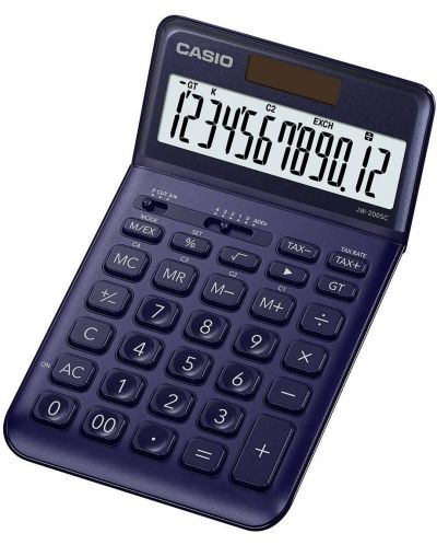 Calculator de birou Casio - JW-200SC, Afisaj cu 12 cifre, albastru închis metalic - 1