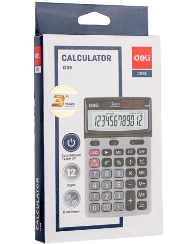 Calculator Deli - E1239, 12 dgt, panou metalic - 4