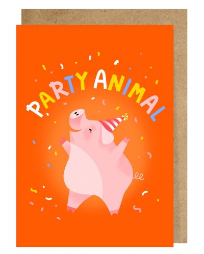 Felicitare Party animal - portocale  - 1