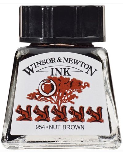 Cerneală de caligrafie Winsor & Newton - Maro alună, 14 ml - 1