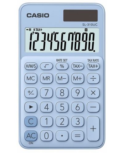Calculator  Casio - SL-310UC de buzunar, 10 dgt, albastru deschis - 1