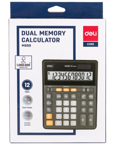 Calculator Deli Core - EM888, 12 dgt, negru - 3