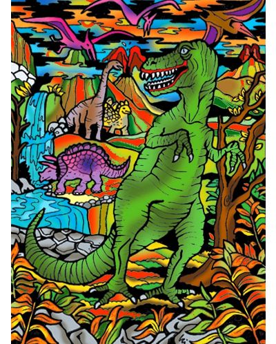 Tablou de colorat ColorVelvet - Dinozauri, 47 x 35 cm - 1