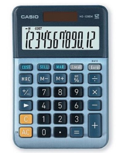 Calculator Casio MS-100EM de masa, 10 dgt, albastru metalic - 1