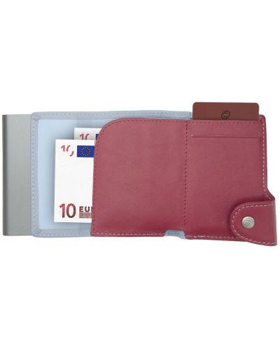 Husa pentru carduri C-Secure - Portofel cu buzunar pentru monede, alabstru și roz - 2