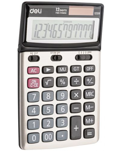 Calculator Deli - E1239, 12 dgt, panou metalic - 2