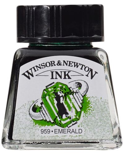 Cerneală de caligrafie Winsor & Newton - Verde smarald, 14 ml - 1