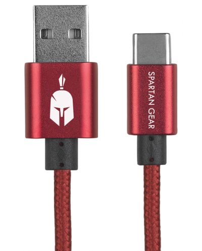 Cablu Spartan Gear – Type C USB 2.0, 2m, rosu - 1