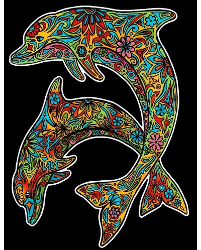 Tablou de colorat ColorVelvet - Delfini, 29,7 x 21 cm - 1