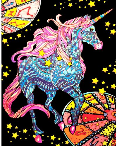 Tablou de colorat ColorVelvet - Unicorn, 47 x 35 cm - 1